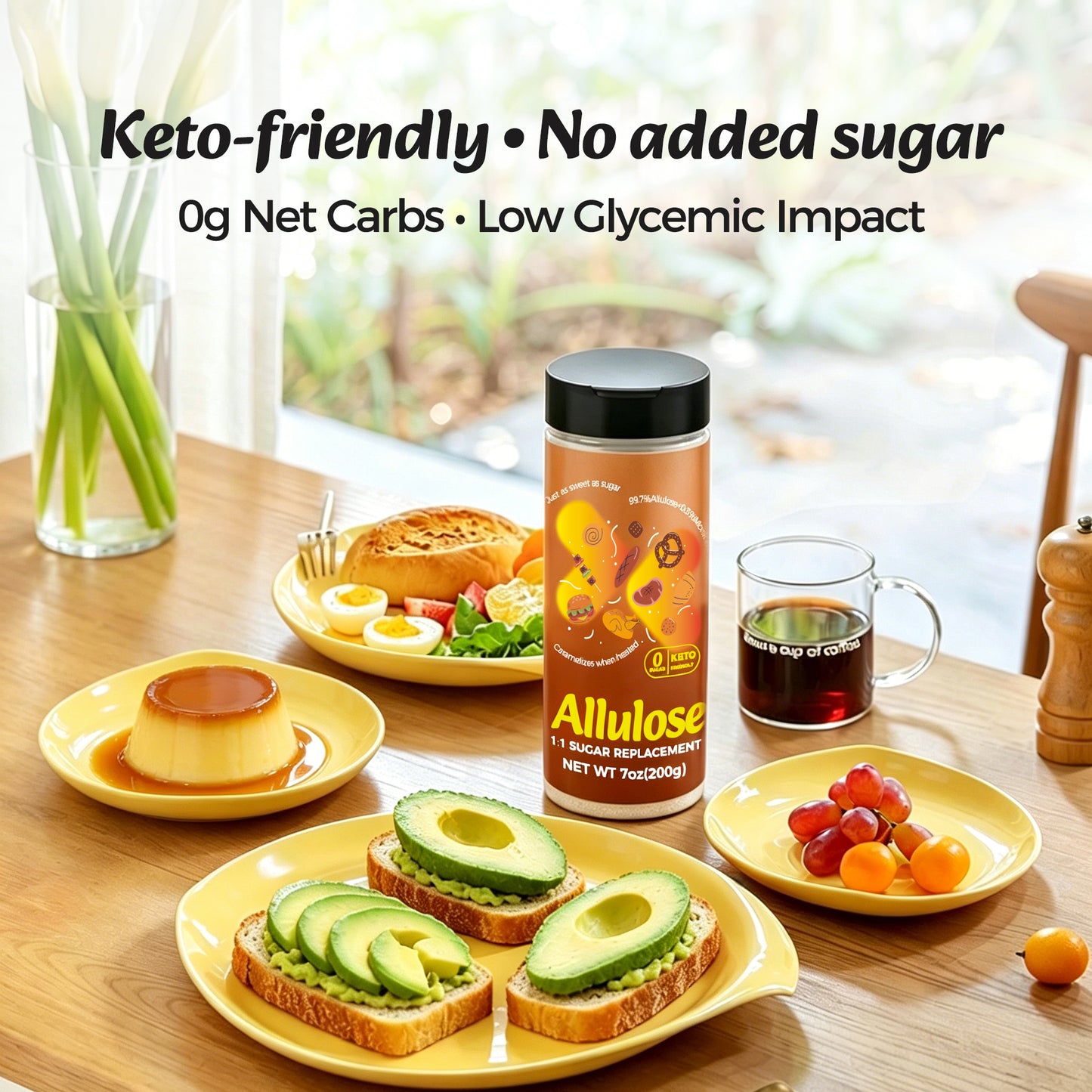 Lesweet Allulose Sweetener with Monk Fruit Extract-Zero Calorie Granulated Sweetener